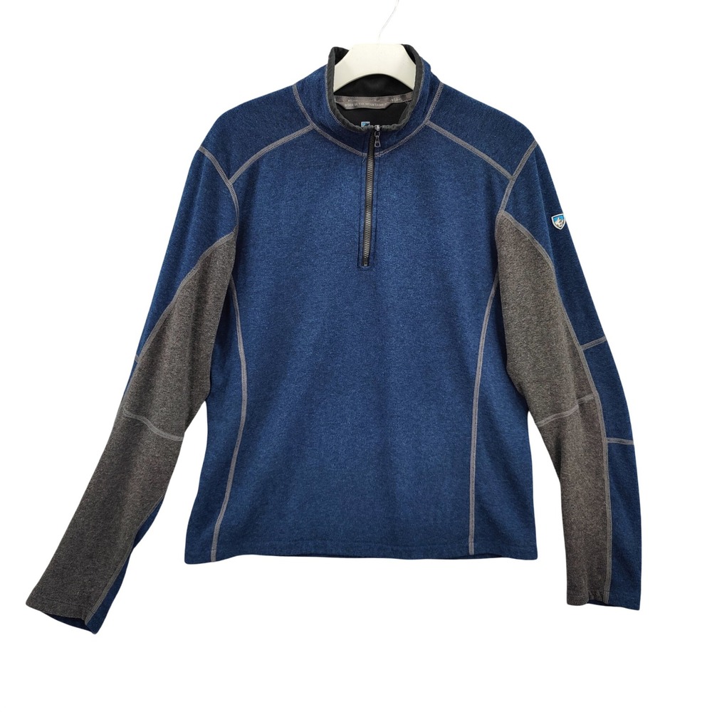 KUHL Mens Gorpcore Mountain Kashmika 1/4 Zip Pullover Size M Blue Gray Sweater